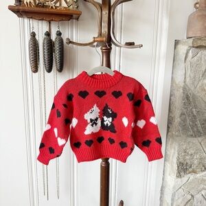 Vintage 90s Scottie Dog & Heart Knit Sweater
